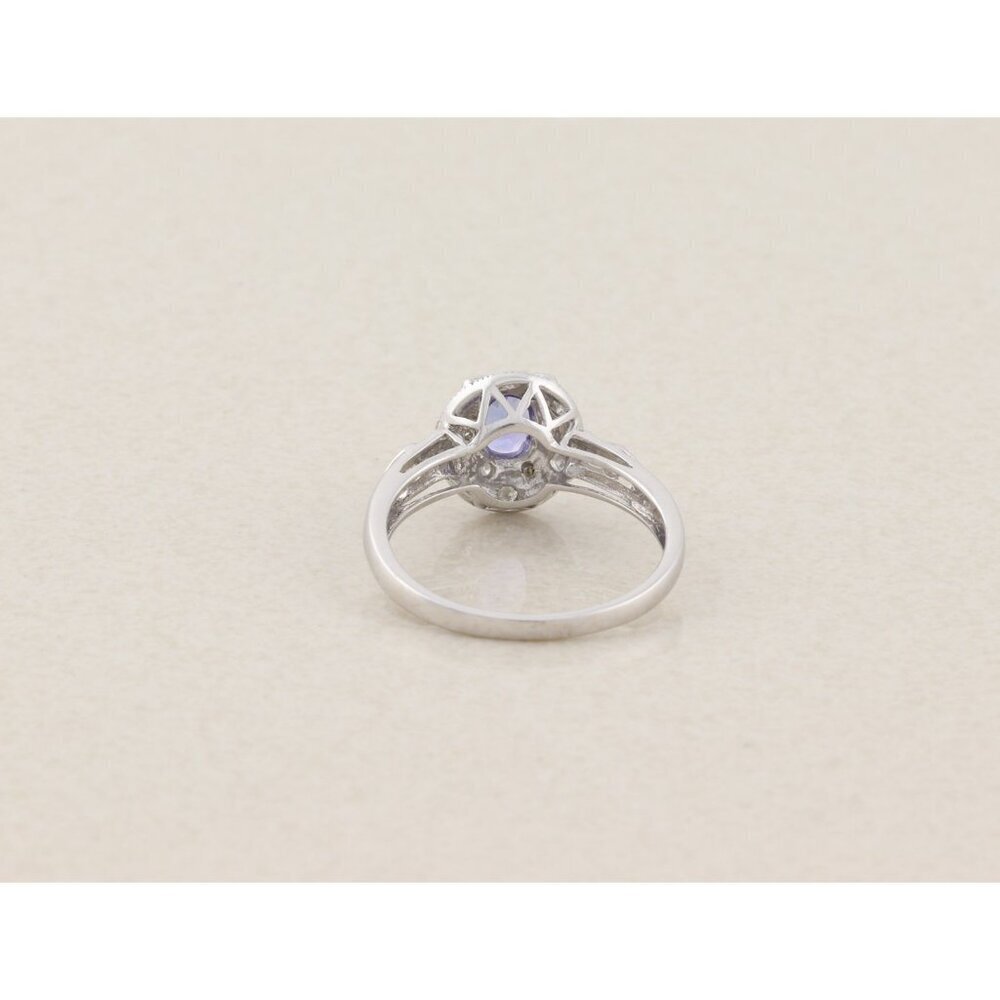 10k White Gold Natural Tanzanite & Diamond Ring Size 8 3/4 - Picture 7 of 8
